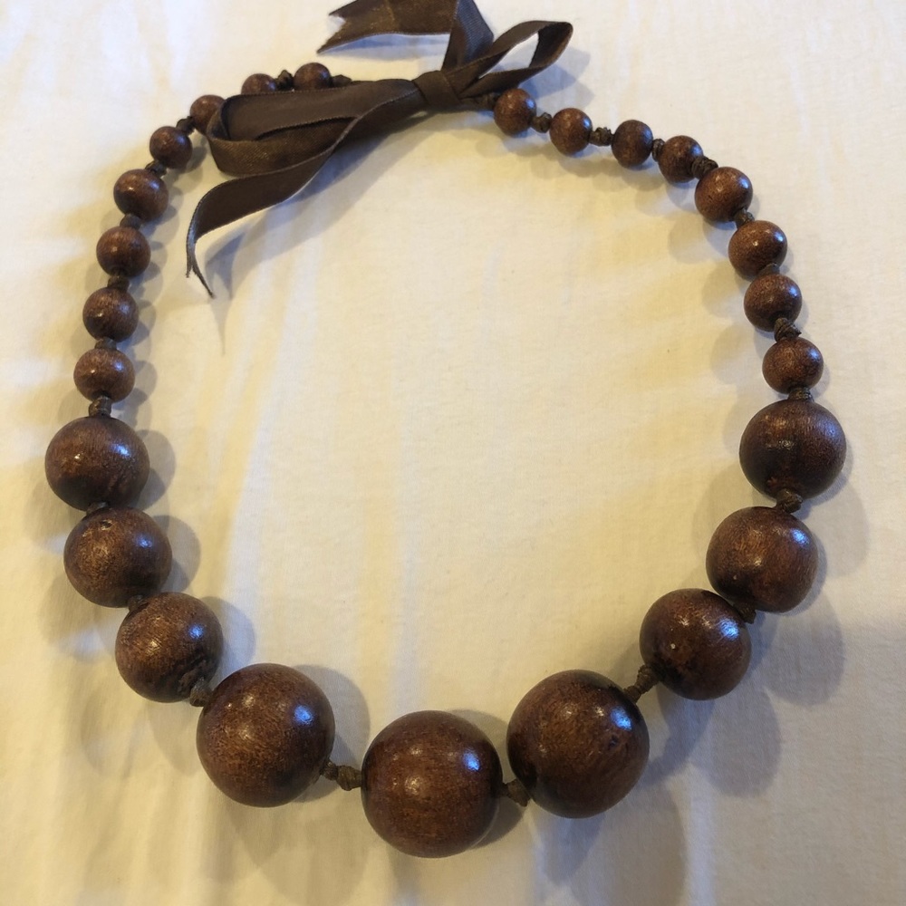 M&S Wood & ribbon necklace